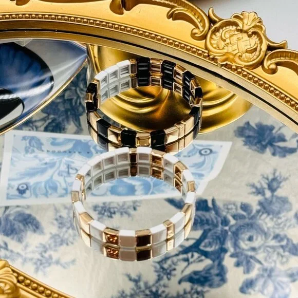 🆕 ROXANNE ASSOULIN 🧿 NWOT Mr & Mrs Set Of Two Enamel And Gold-Tone Bracelets - Picture 14 of 14